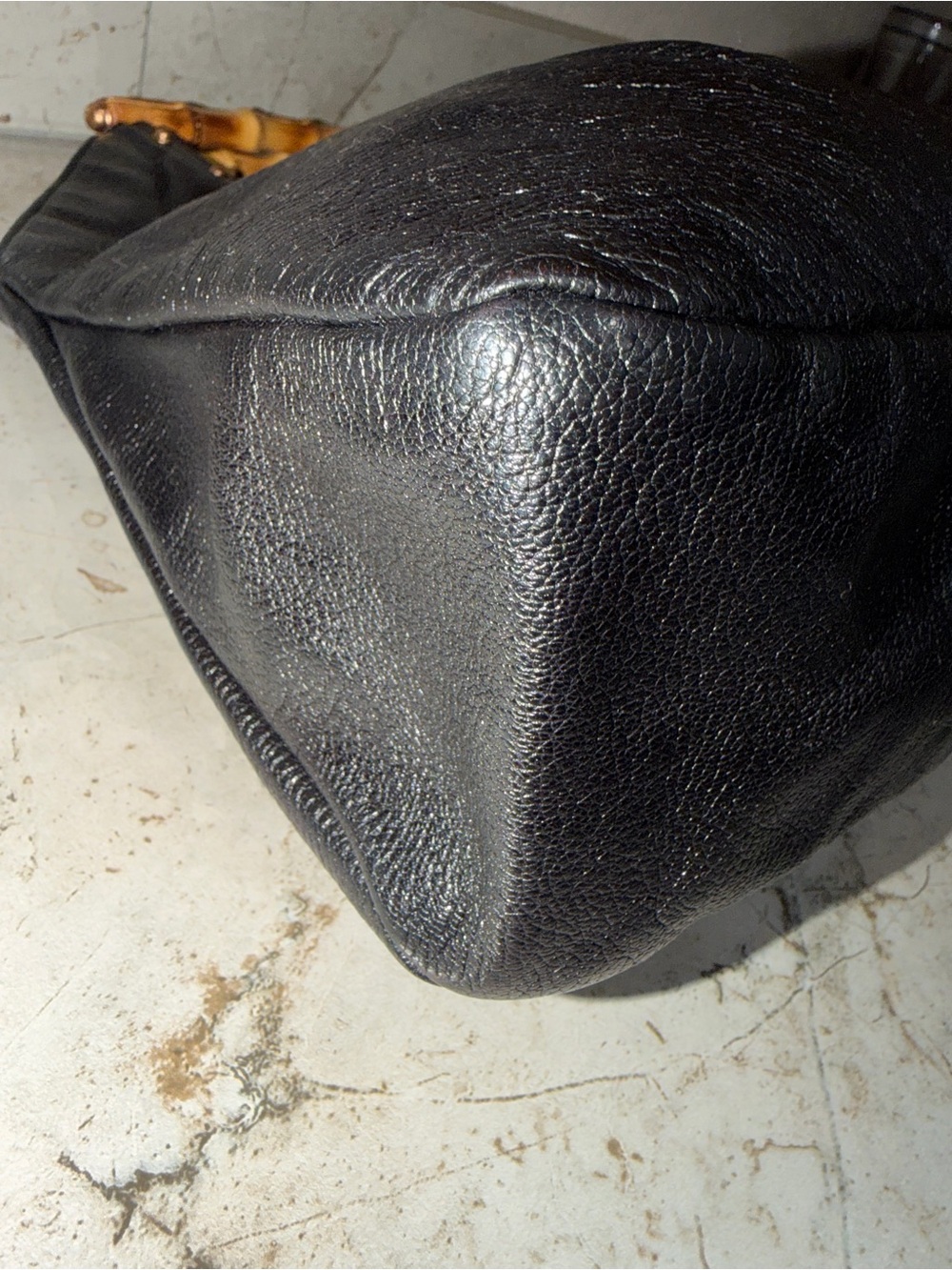 AUTHENTIC GUCCI Black Leather Bamboo Top Handle Bag - Picture 12 of 16